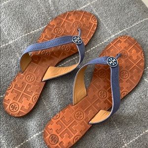Tory Burch Blue “Thora” Flip Flops
